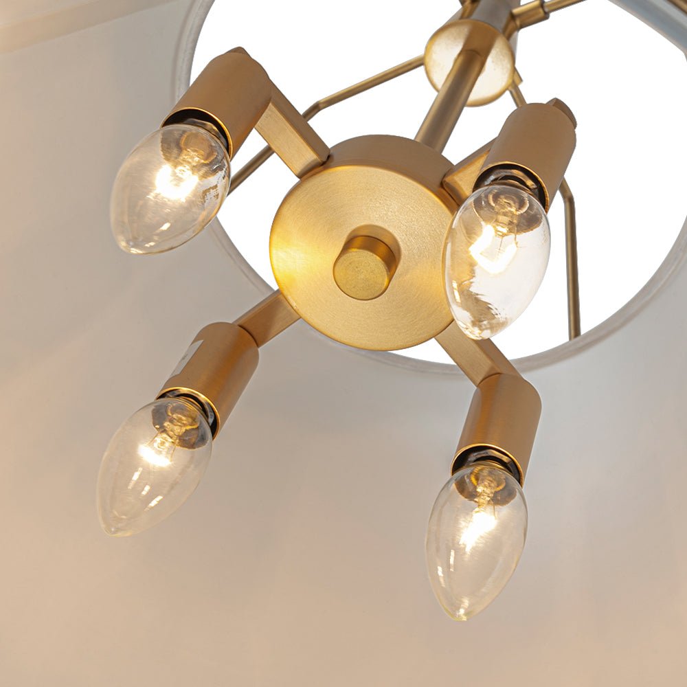 Aurora – 4-Lichts Conische Linnen Taps toelopende Hanglamp