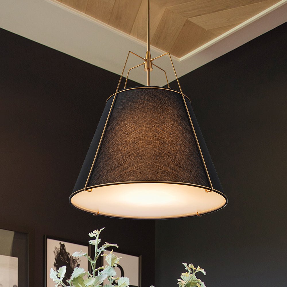 Aurora – 4-Lichts Conische Linnen Taps toelopende Hanglamp