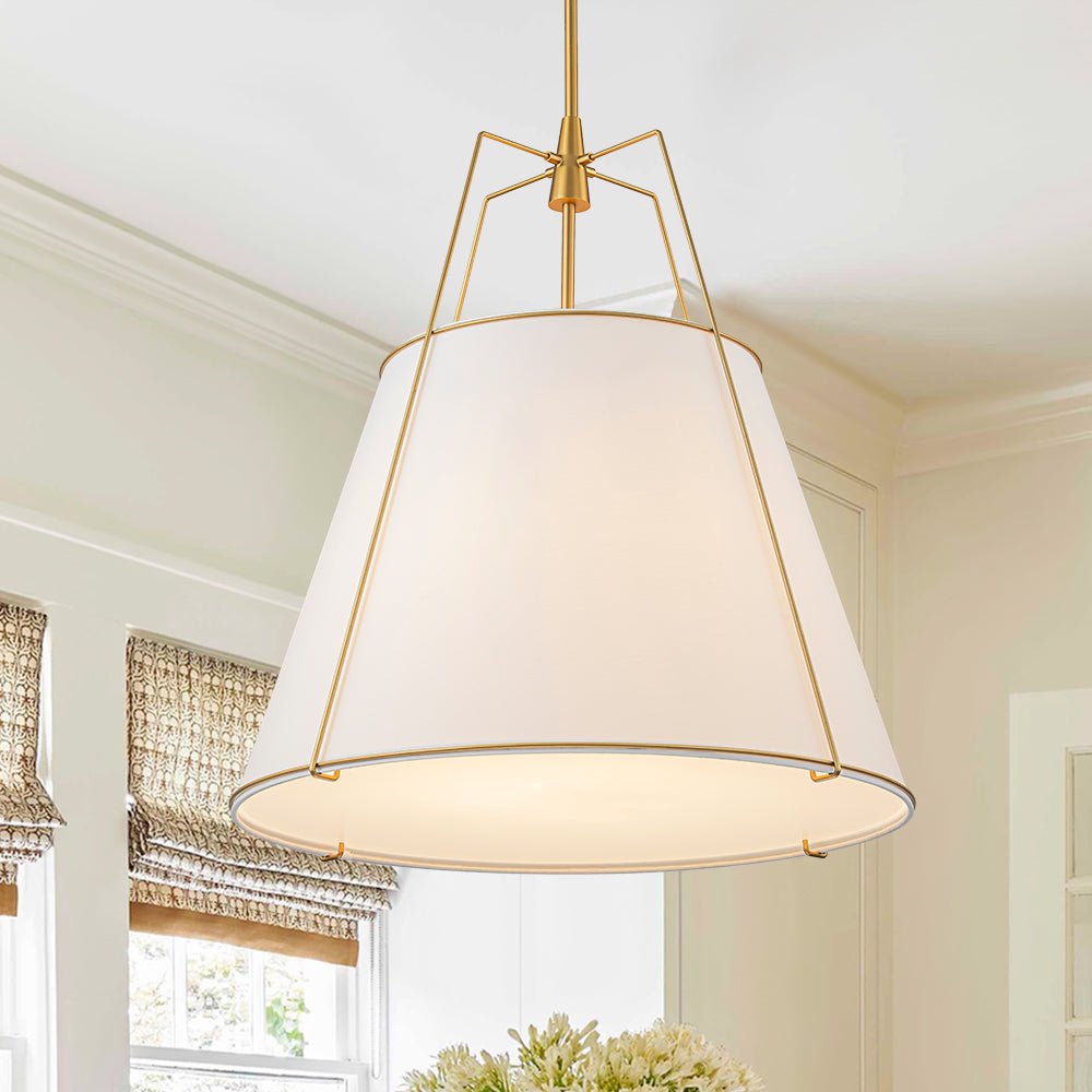 Aurora – 4-Lichts Conische Linnen Taps toelopende Hanglamp