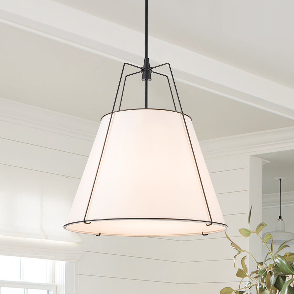 Aurora – 4-Lichts Conische Linnen Taps toelopende Hanglamp