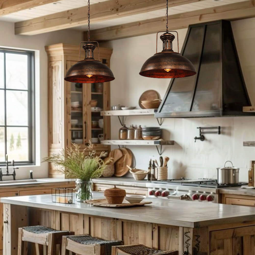 Corvin – Landelijke Industriële Roestkleurige Dome Hanglamp
