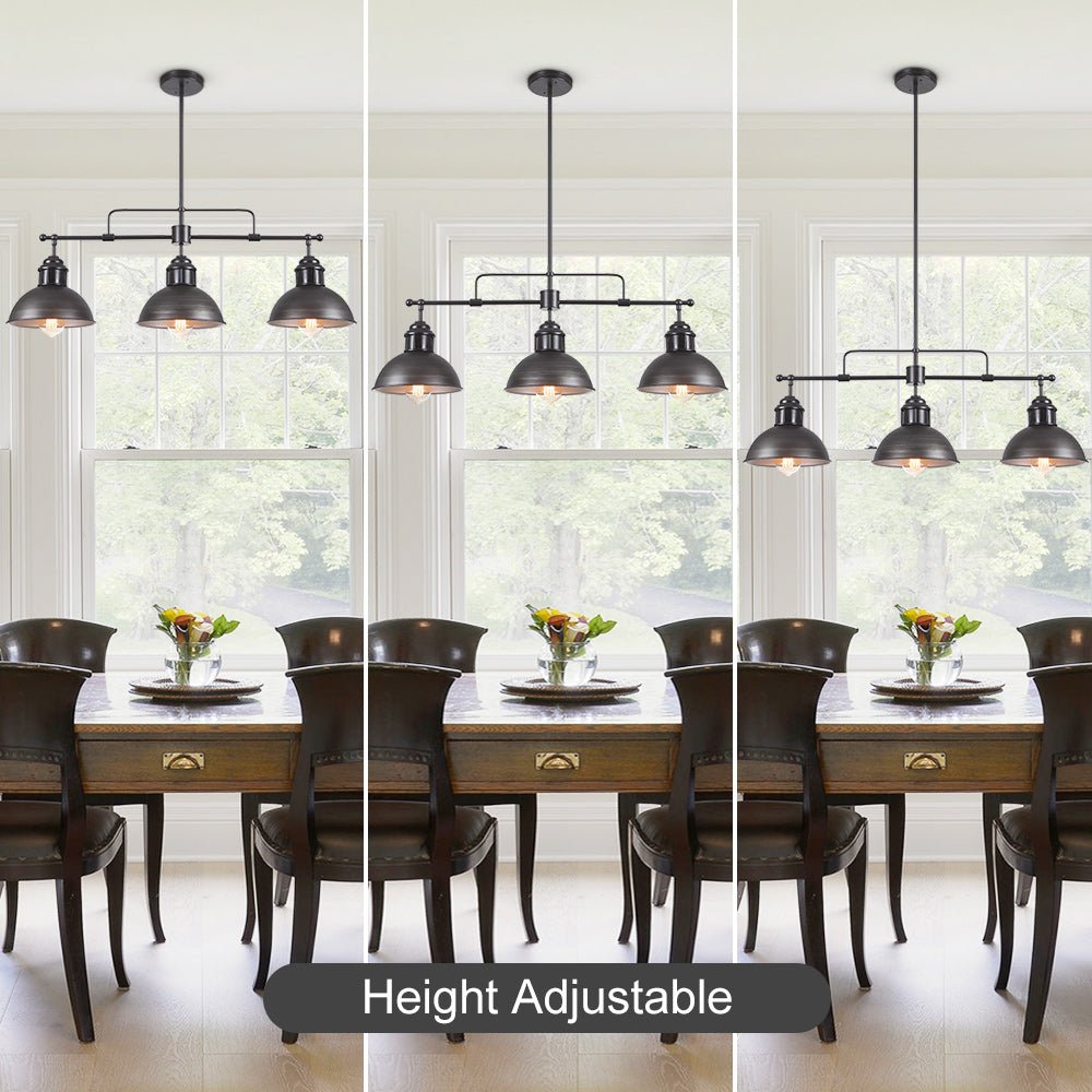 ForgeLine – Industriële 3-Lichts Lineaire Dome Hanglamp