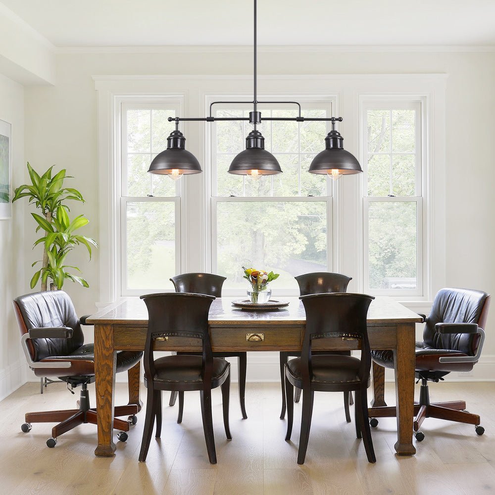ForgeLine – Industriële 3-Lichts Lineaire Dome Hanglamp