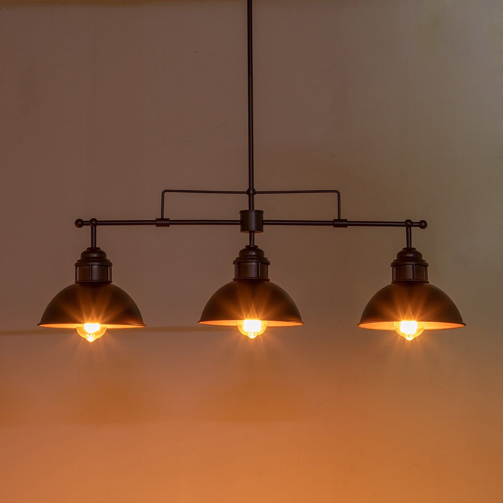 ForgeLine – Industriële 3-Lichts Lineaire Dome Hanglamp