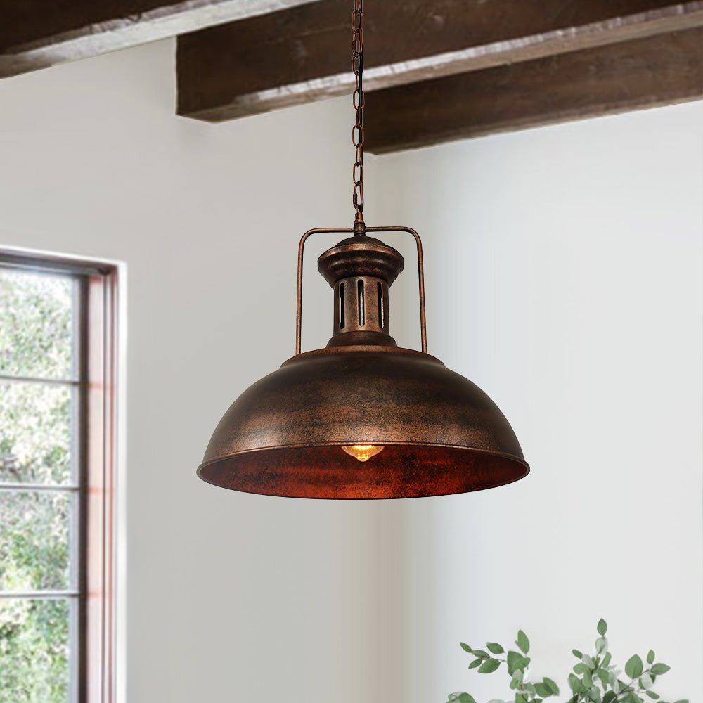 Corvin – Landelijke Industriële Roestkleurige Dome Hanglamp