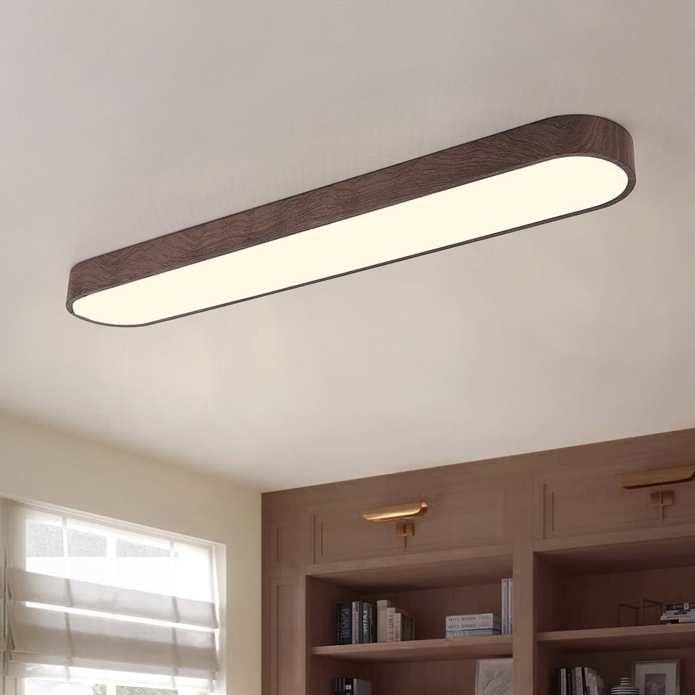 Arden – Nordic 1-Light Ovale LED Plafondlamp Met Houten Accent