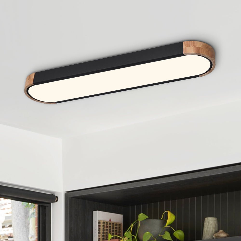 Elora – Ovale LED Plafondlamp Met Houten Accent