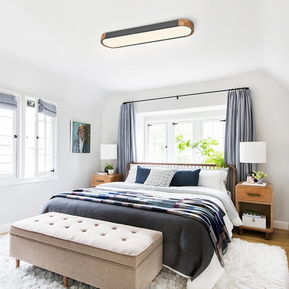 Elora – Ovale LED Plafondlamp Met Houten Accent