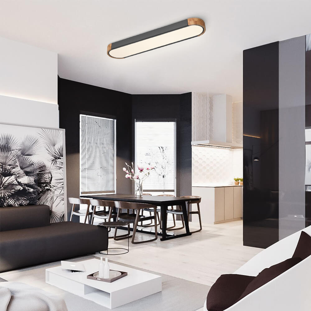 Elora – Ovale LED Plafondlamp Met Houten Accent