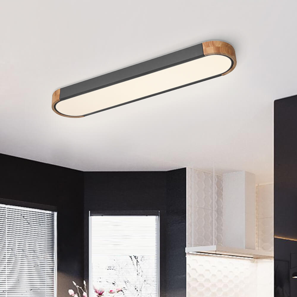 Elora – Ovale LED Plafondlamp Met Houten Accent