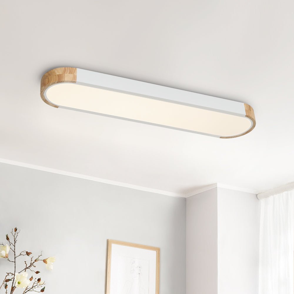 Elora – Ovale LED Plafondlamp Met Houten Accent