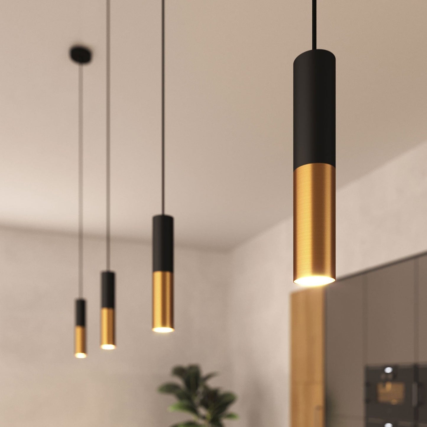 Linenra - Industriële Tube Hanglamp Messing En Zwart Met Tijdloos Design