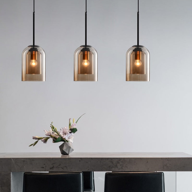 Mica – Mid-Century Hanglamp met Dubbel Glas (Plafondlamp, E27)