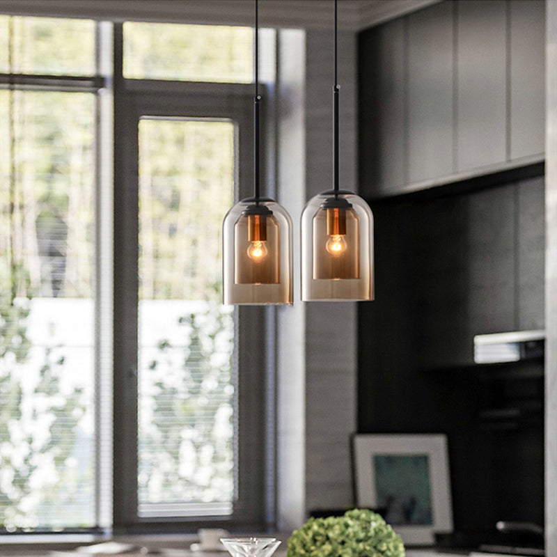 Mica – Mid-Century Hanglamp met Dubbel Glas (Plafondlamp, E27)