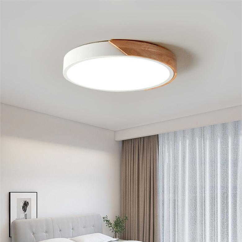 NestGLow - Moderne Scandinavische Houten Ronde Plafondlamp Voor Elegante Interieurs