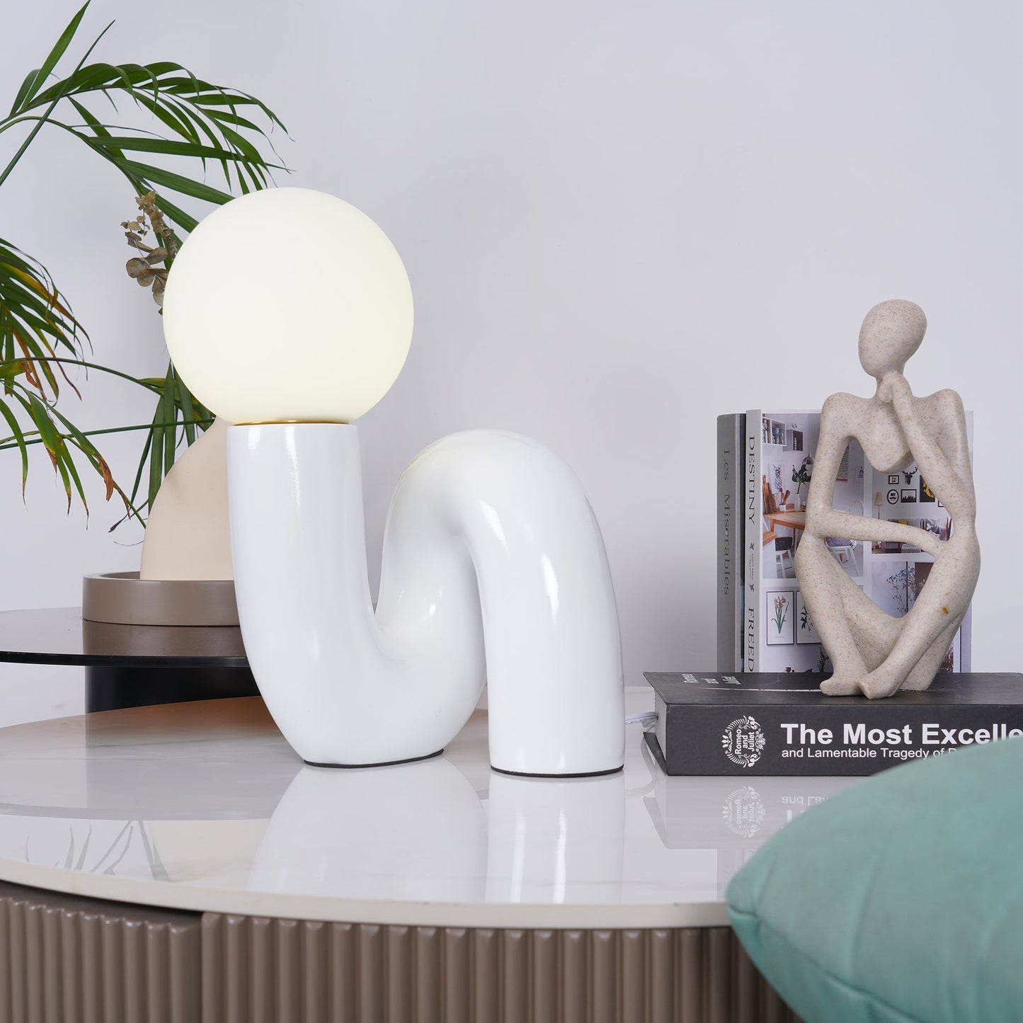 Glowra - Artistieke Spiraalvormige Glazen Tafellamp Met Strakke Transparante Afwerking