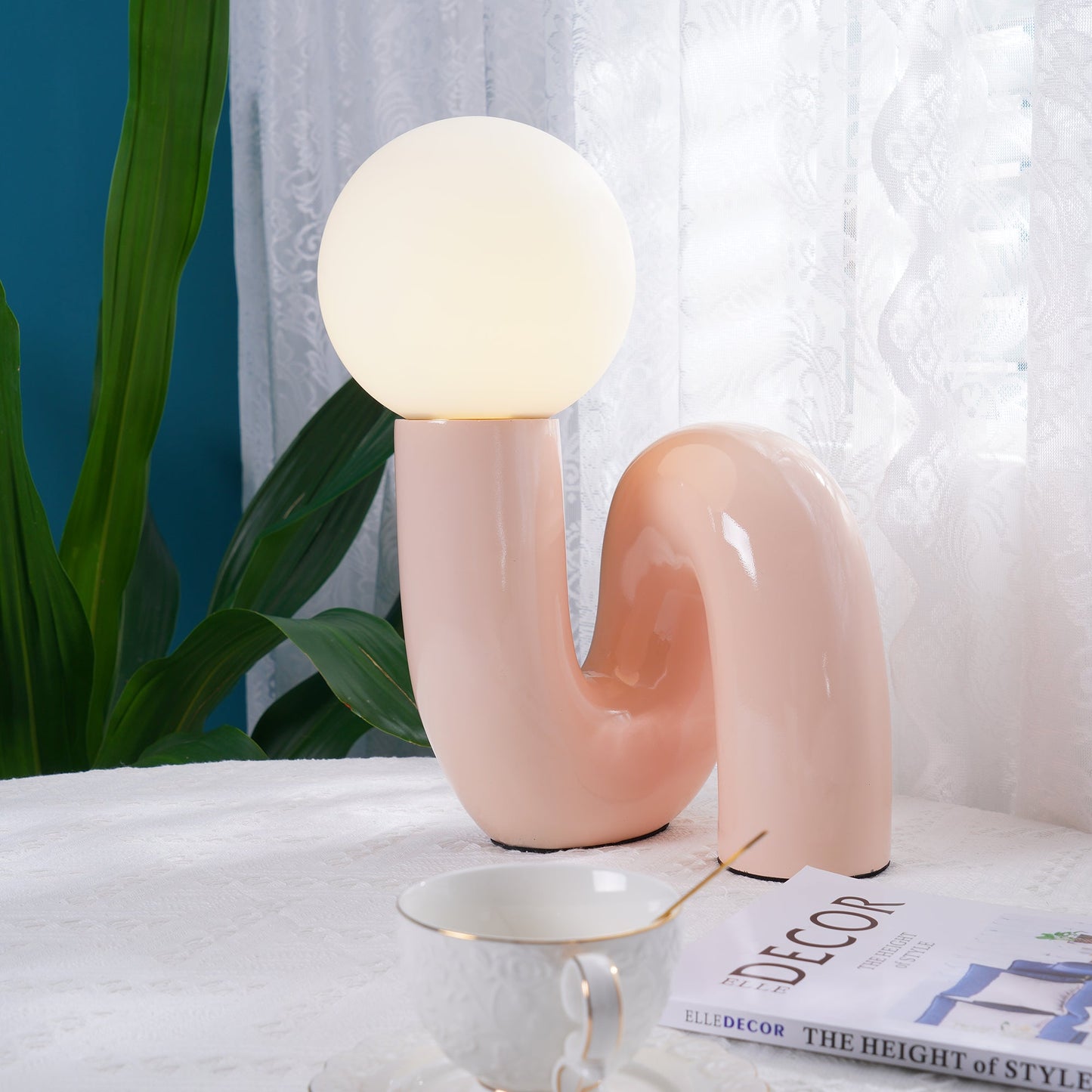 Glowra - Artistieke Spiraalvormige Glazen Tafellamp Met Strakke Transparante Afwerking