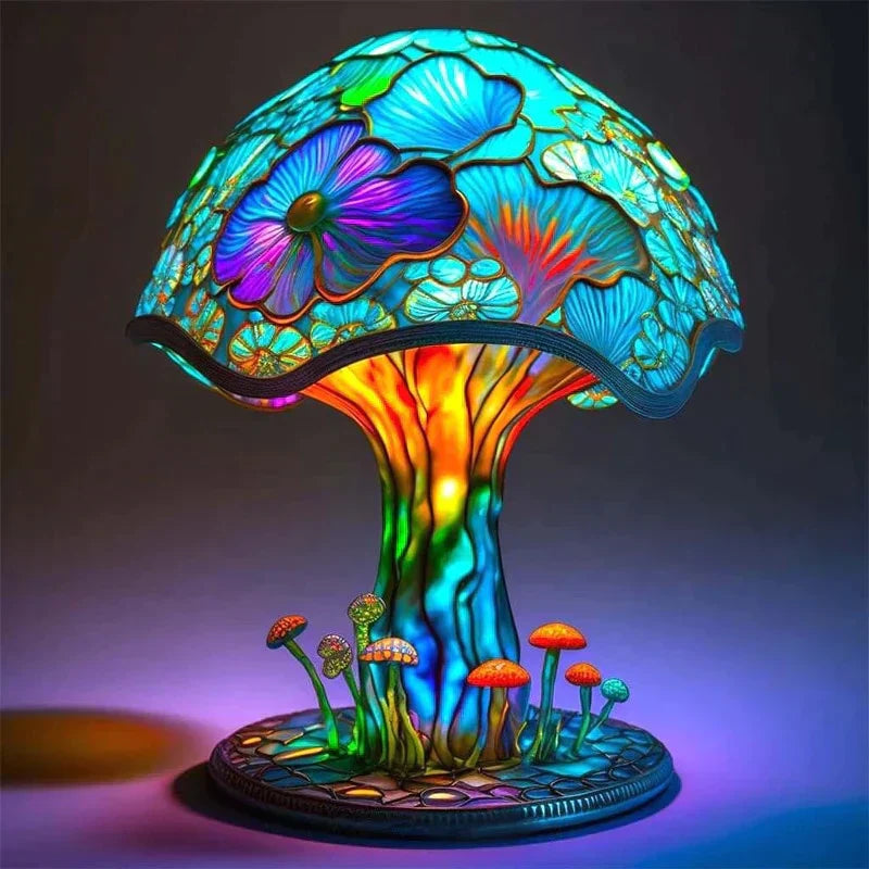 Nara – RainGlow Tafellamp (Glas-in-Lood Effect)