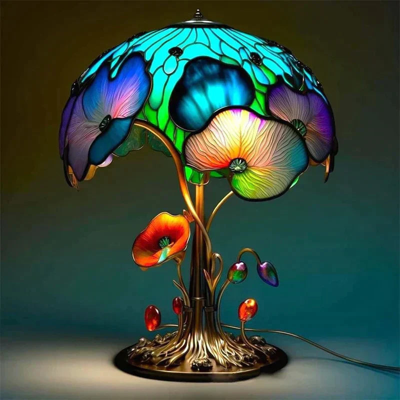 Nara – RainGlow Tafellamp (Glas-in-Lood Effect)