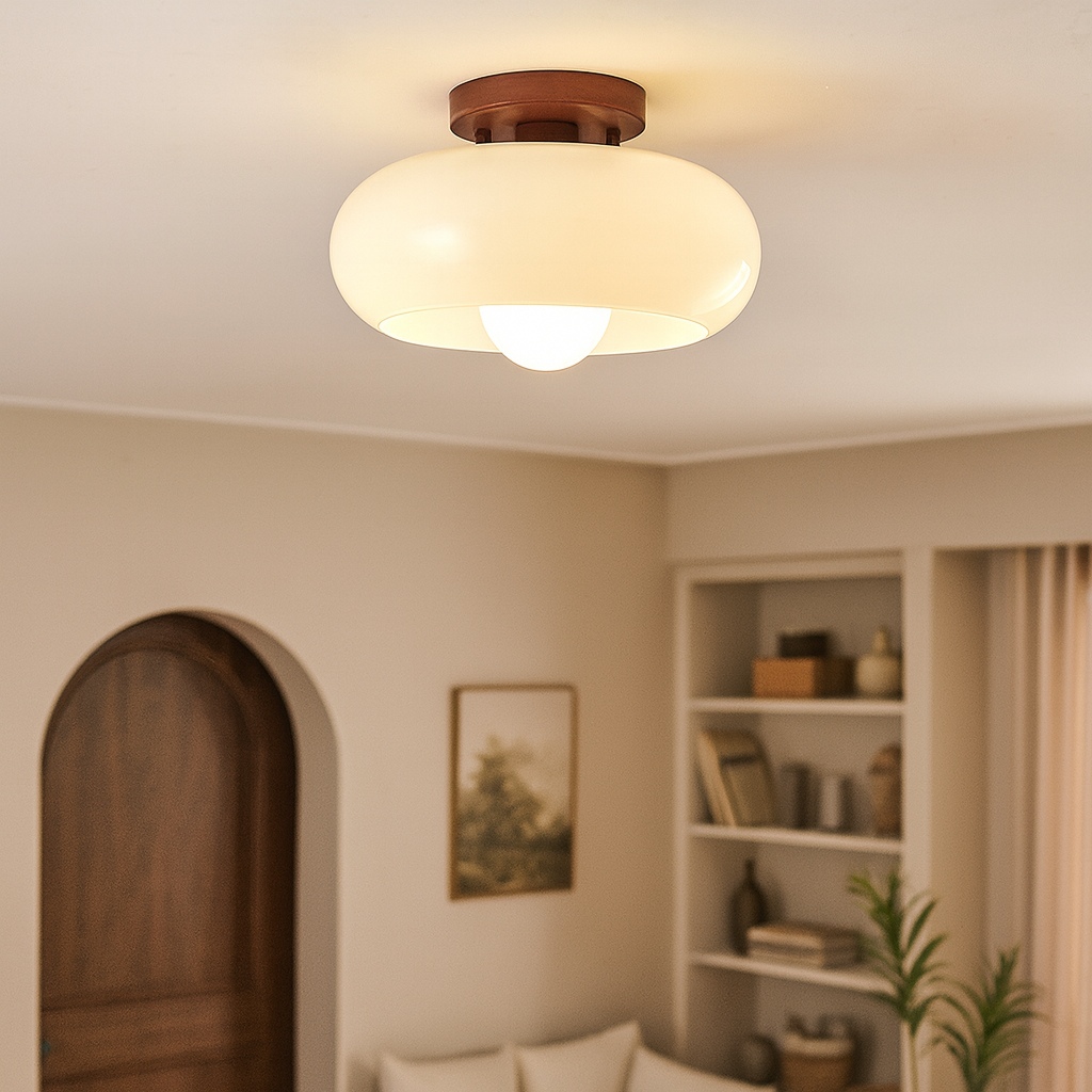Verandae - Elegante Franse Bauhaus Crème Plafondlamp Met Minimalistisch Ontwerp