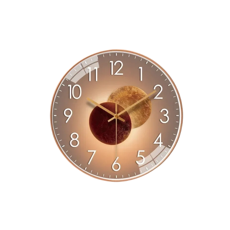 Solaria – Artistieke Wandklok met Gouden & Rode Planeet Motief