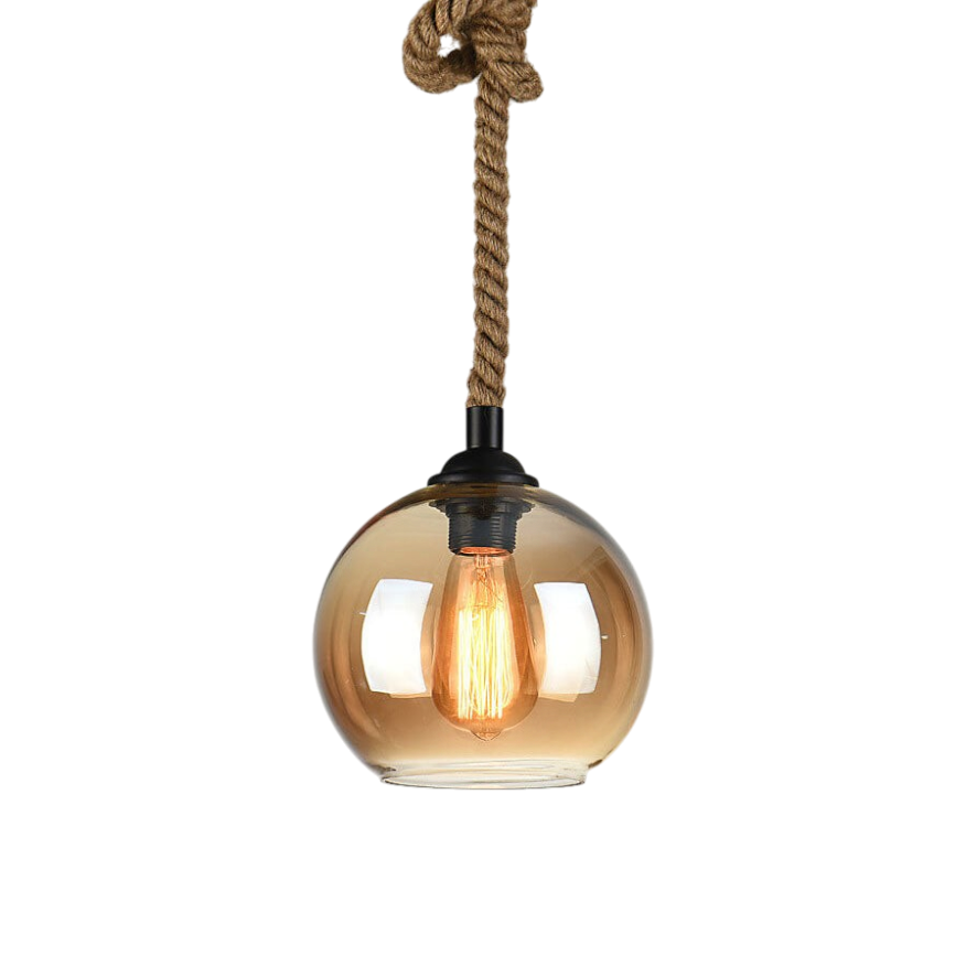 Riva – Retro Touw Glazen Bol Hanglamp (1-Licht)