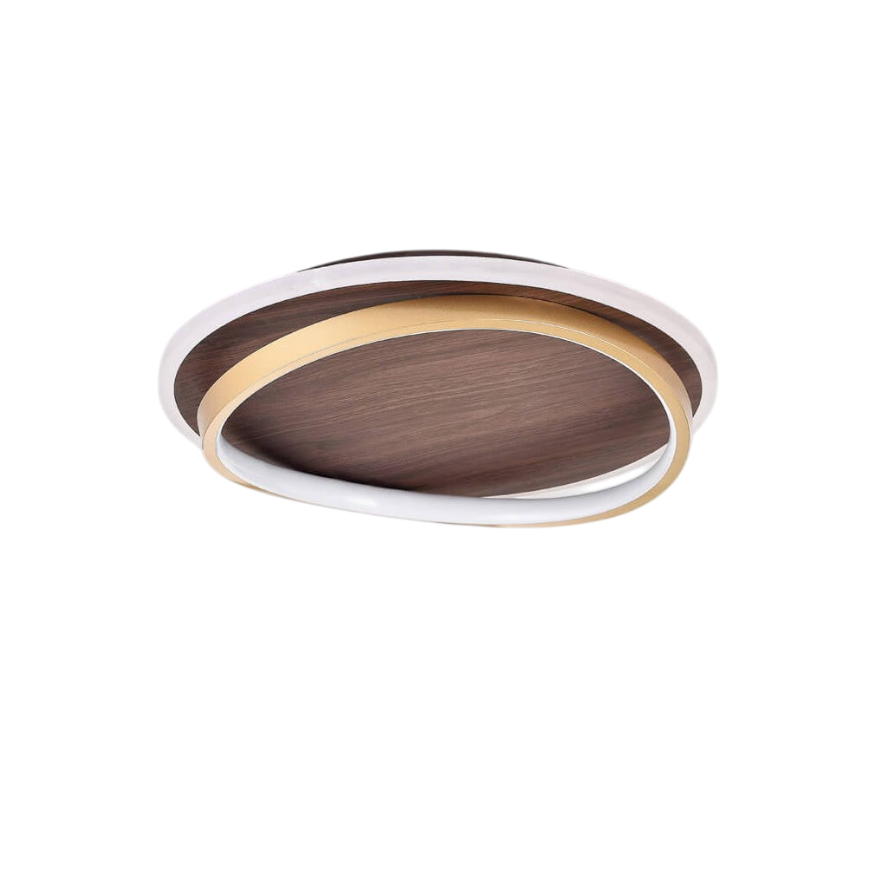 Edda – Scandinavische Walnoot Houtnerf LED Plafondlamp (Flush Mount)