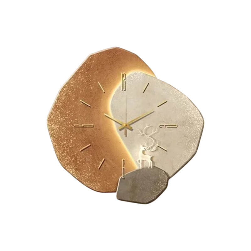 Lunare – Moderne Decoratieve Wandklok (Stille Quartz, Luminiserend Maanontwerp)