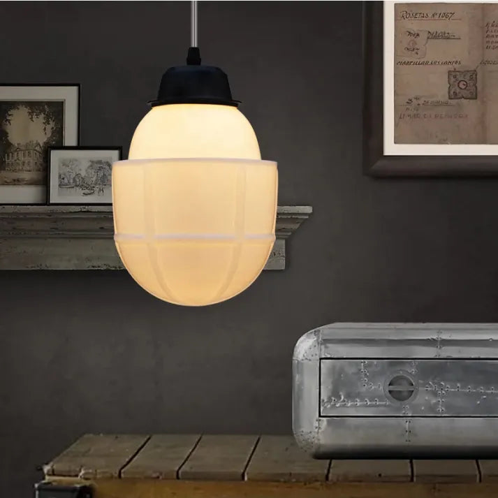 BrillLuma – Vintage Melkglas Hanglamp met Geometrisch Design
