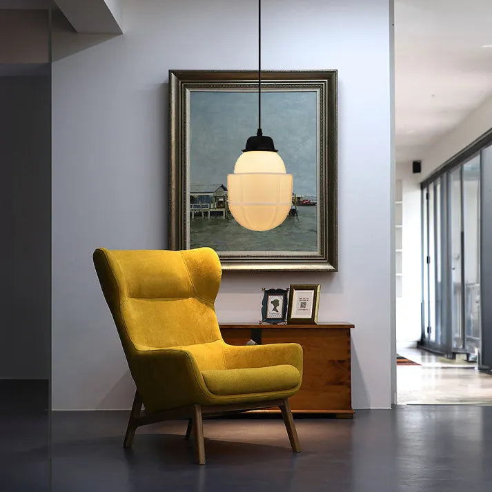 BrillLuma – Vintage Melkglas Hanglamp met Geometrisch Design