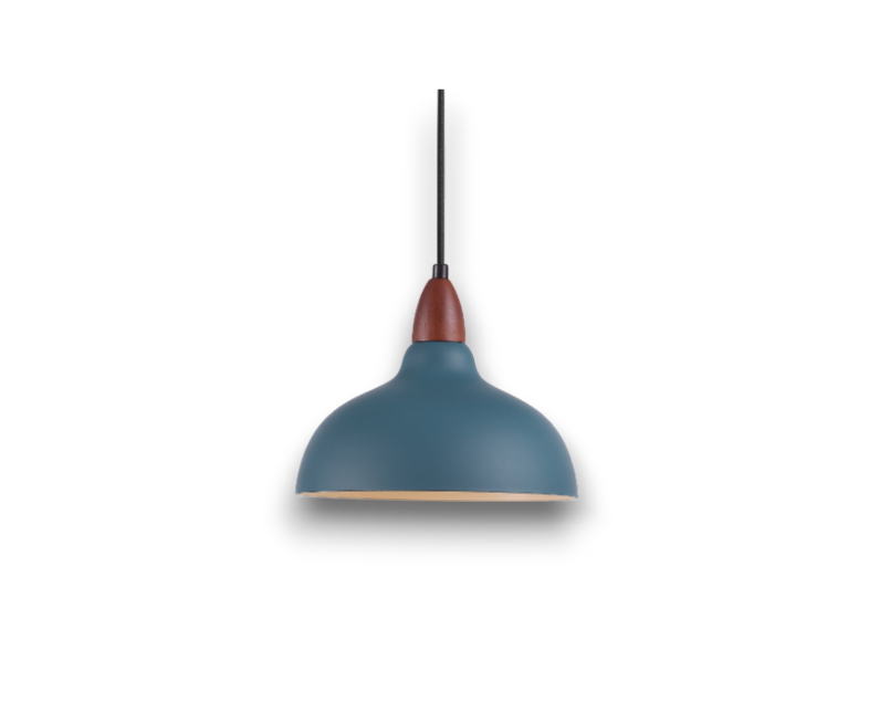 Wickla - Moderne Oak Pendel Ø24 Met Warme Houtaccenten En Petroleum Kleur