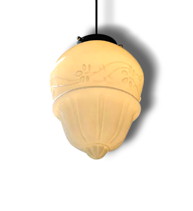 BrillLuma – Vintage Melkglas Hanglamp met Geometrisch Design
