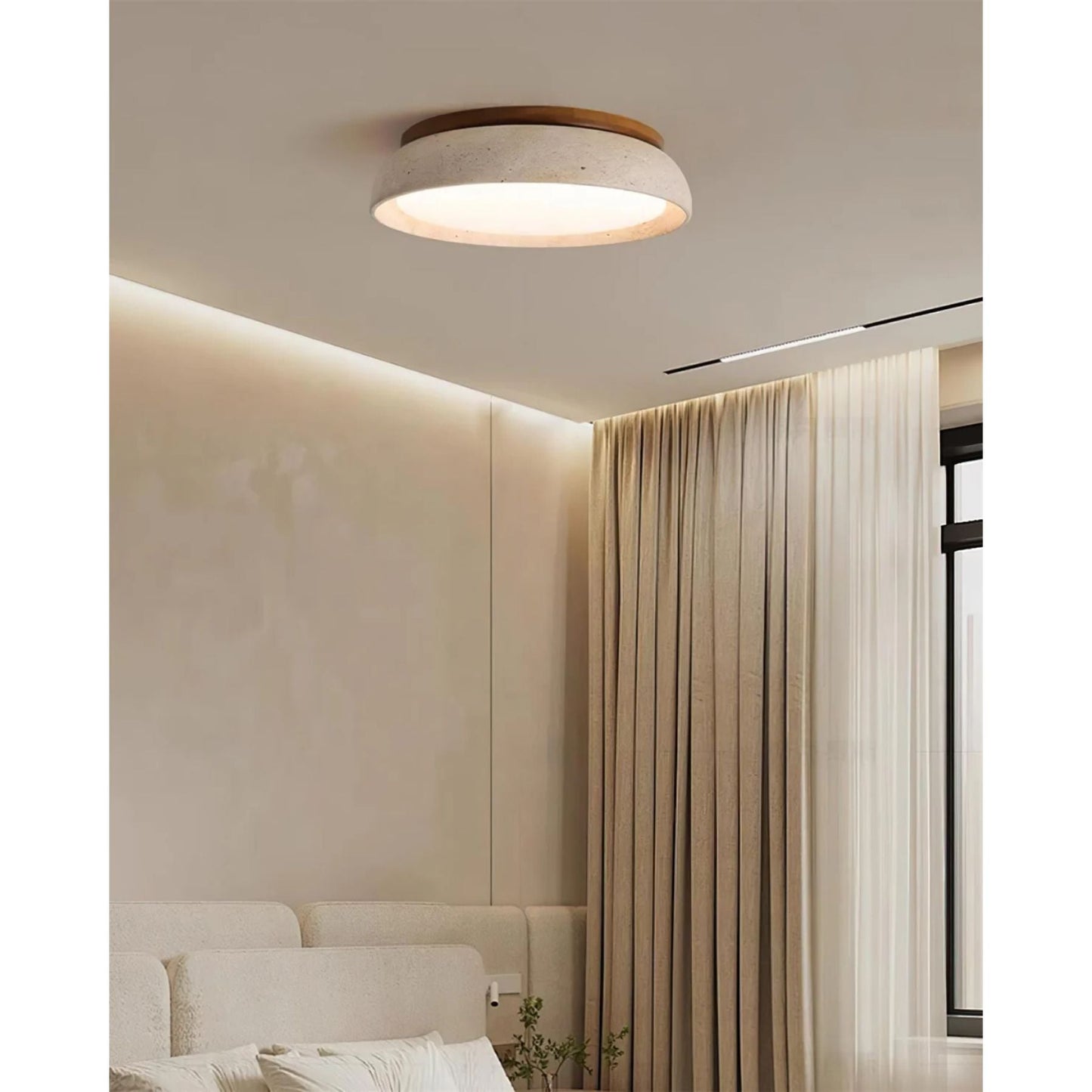 Depiara – Travertin & Houten LED Plafondlamp