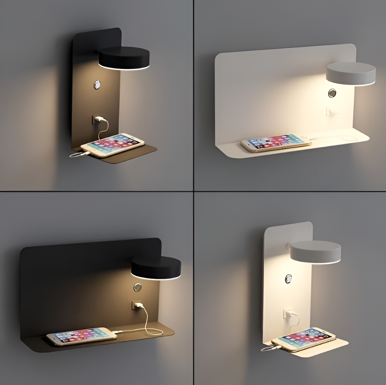 Shelvara – Minimalistische Wandlamp met USB Oplader & Niche