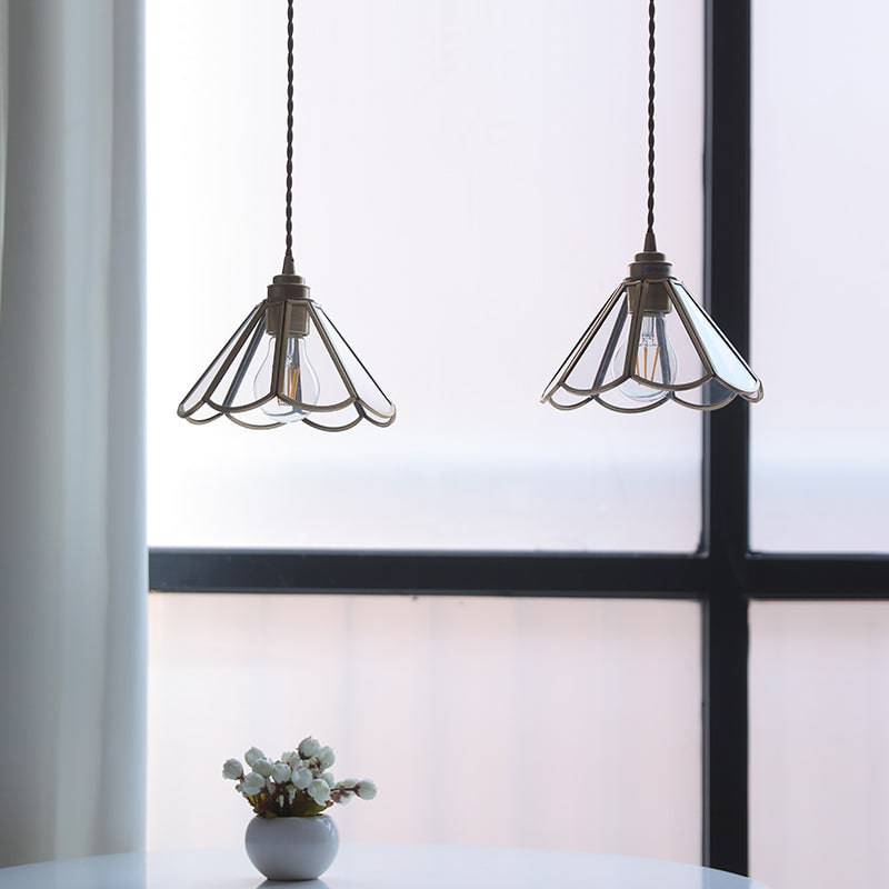 Vetra – Glazen Hanglamp & Plafondlamp (Vintage Messing met Stoffen Snoer)