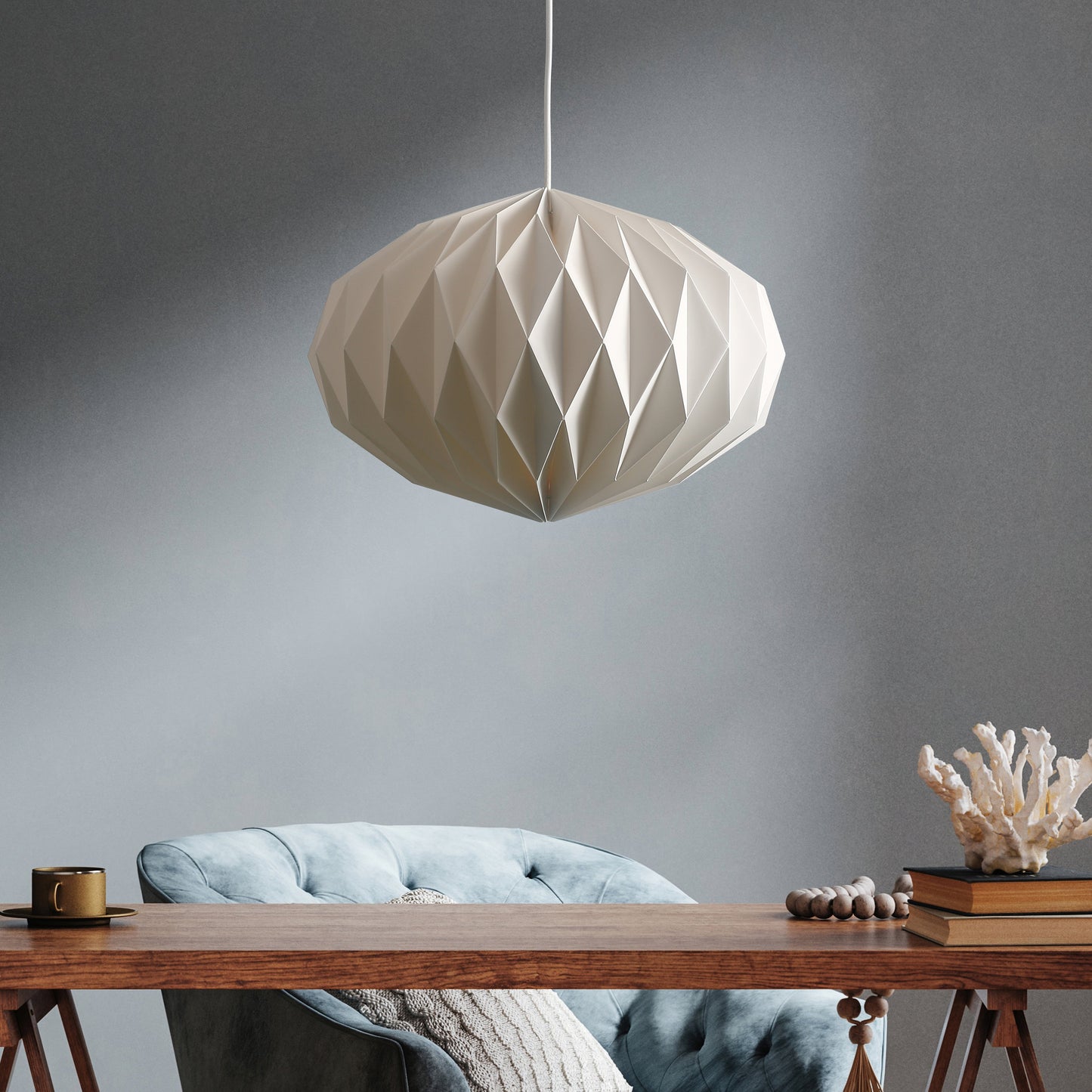 Sheetara - Stijlvolle Witte Pendel Lamp Met Plissé Acryl Kap Ø42 Cm