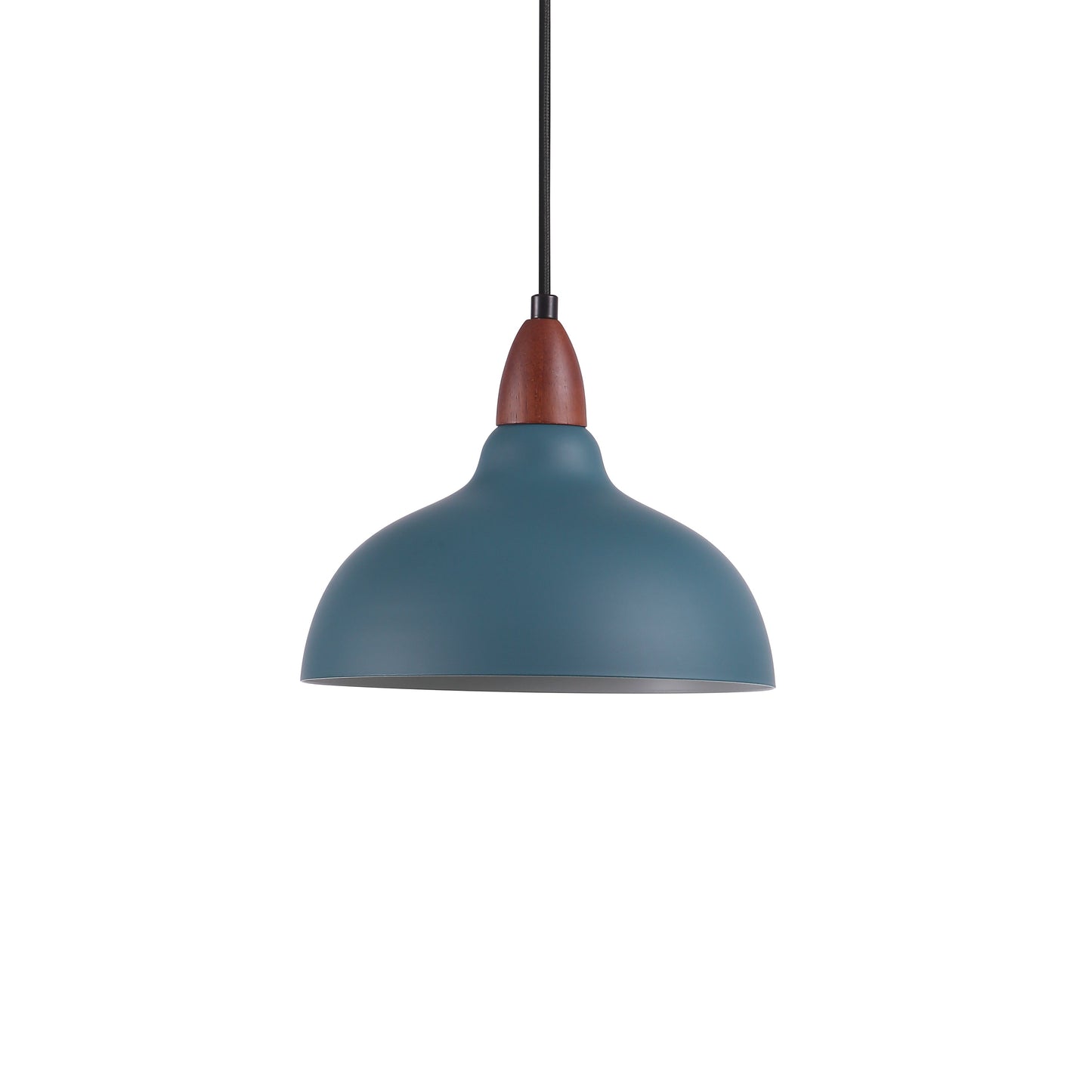 Wickla - Moderne Oak Pendel Ø24 Met Warme Houtaccenten En Petroleum Kleur