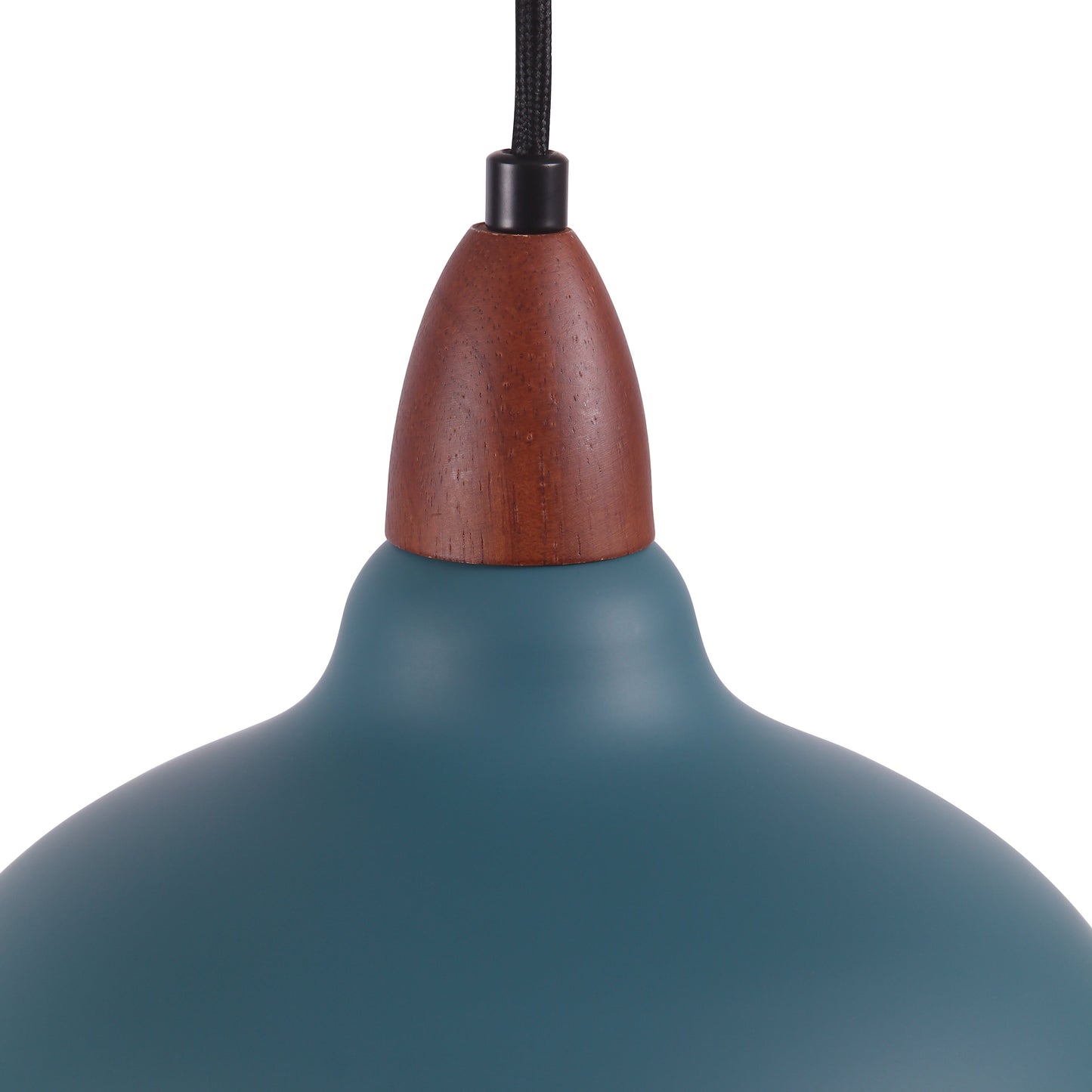 Wickla - Moderne Oak Pendel Ø24 Met Warme Houtaccenten En Petroleum Kleur