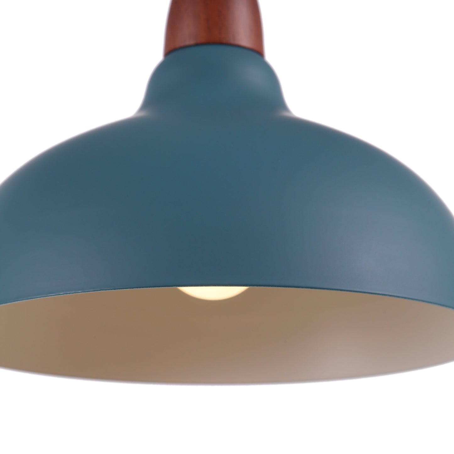 Wickla - Moderne Oak Pendel Ø24 Met Warme Houtaccenten En Petroleum Kleur