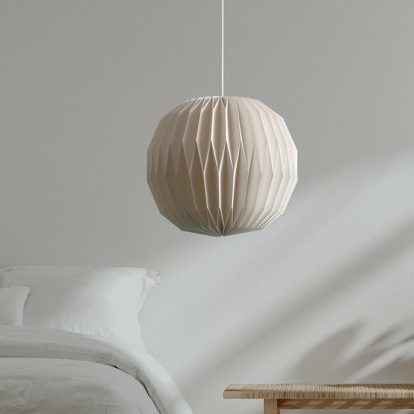 Candora - Ronde Plissé Hanglamp Moon Round Ø34 Met Zachte Lichtval