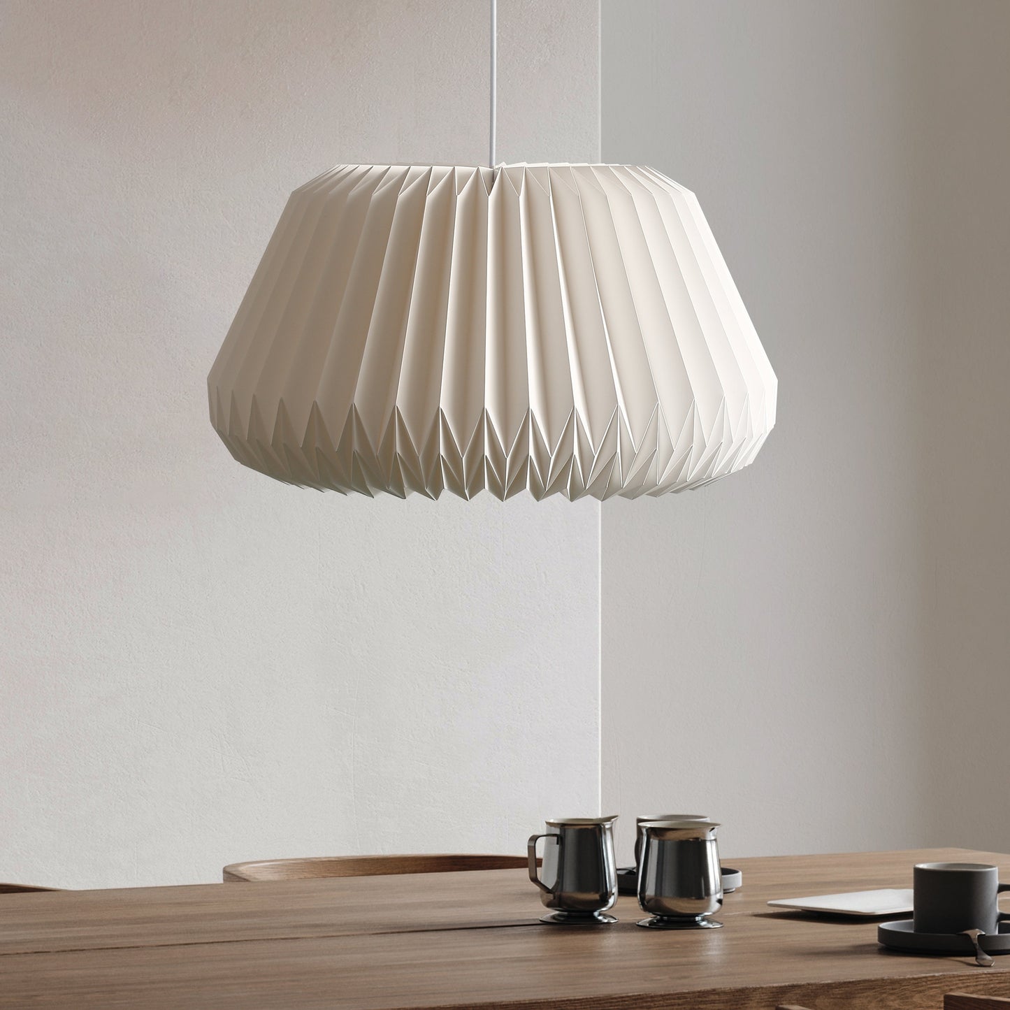 Lightura - Sculpturale Pendel Lamp Moon Mush Met Plissé Kap Ø45 Cm