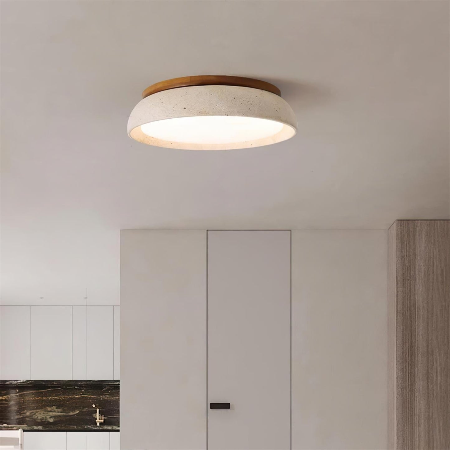 Depiara – Travertin & Houten LED Plafondlamp