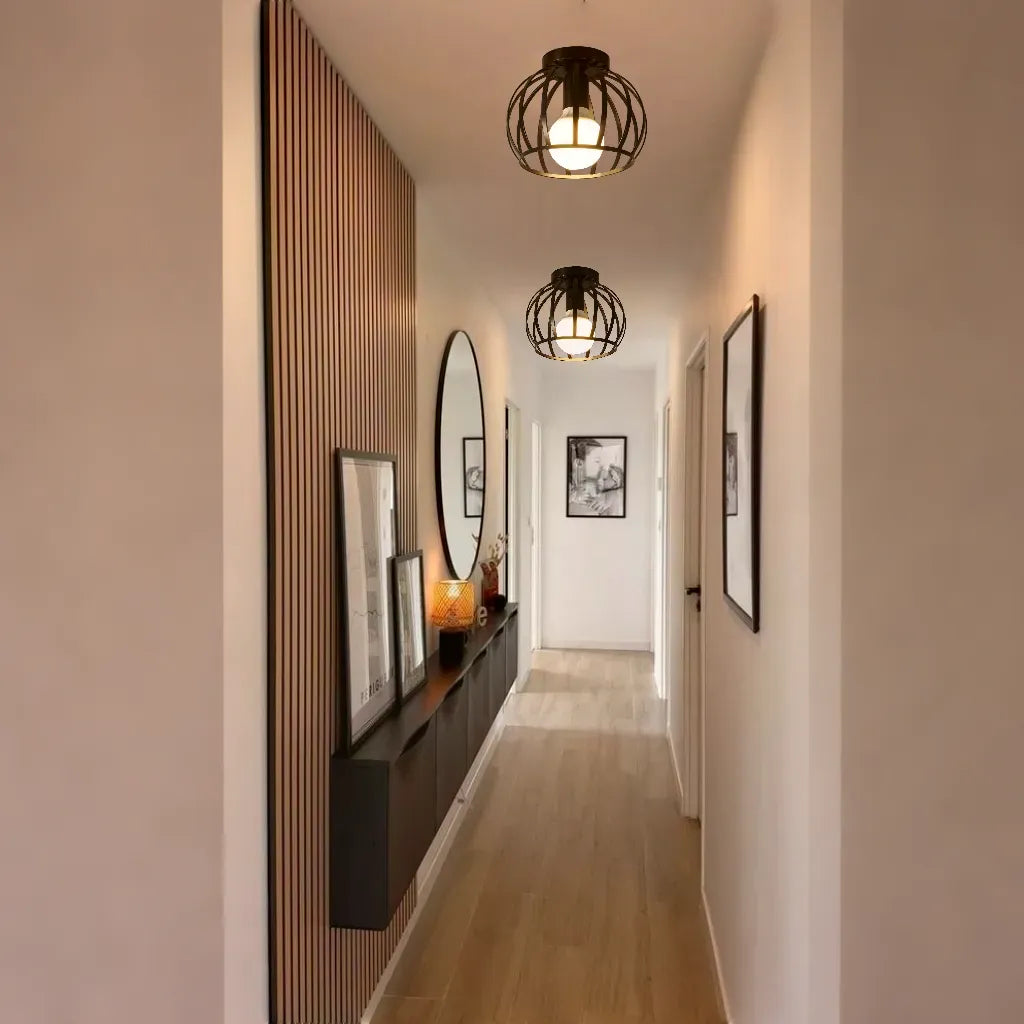 Bravos – Industriële Zwarte Plafondlamp, Moderne Kooi Stijl