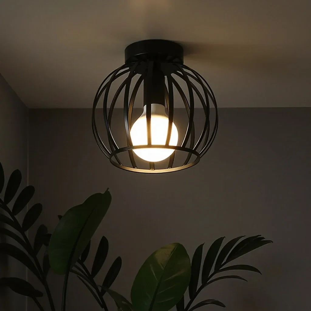 Bravos – Industriële Zwarte Plafondlamp, Moderne Kooi Stijl