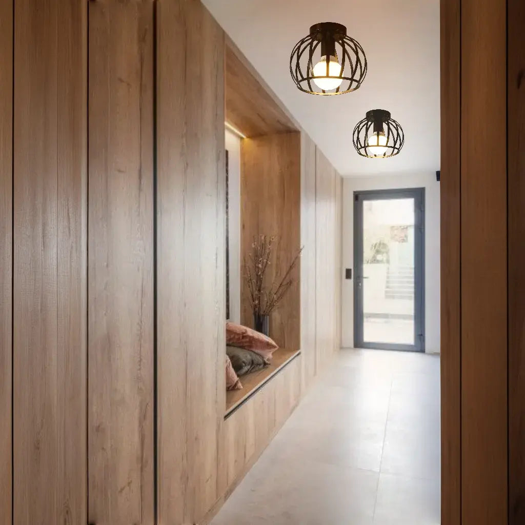 Bravos – Industriële Zwarte Plafondlamp, Moderne Kooi Stijl