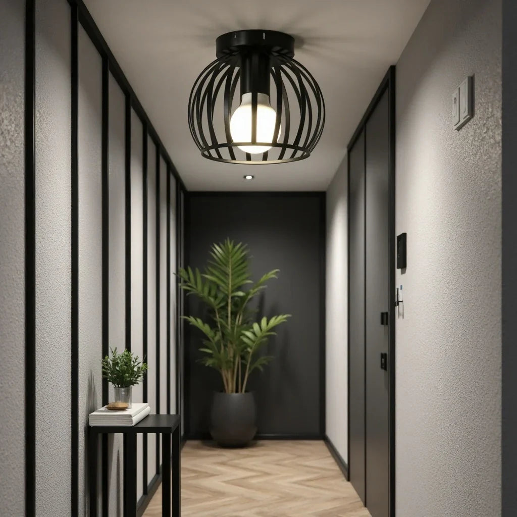 Bravos – Industriële Zwarte Plafondlamp, Moderne Kooi Stijl
