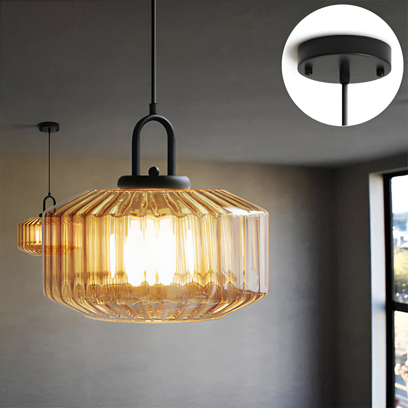 Marcellus – Retro Gekleurd Glas Hanglamp
