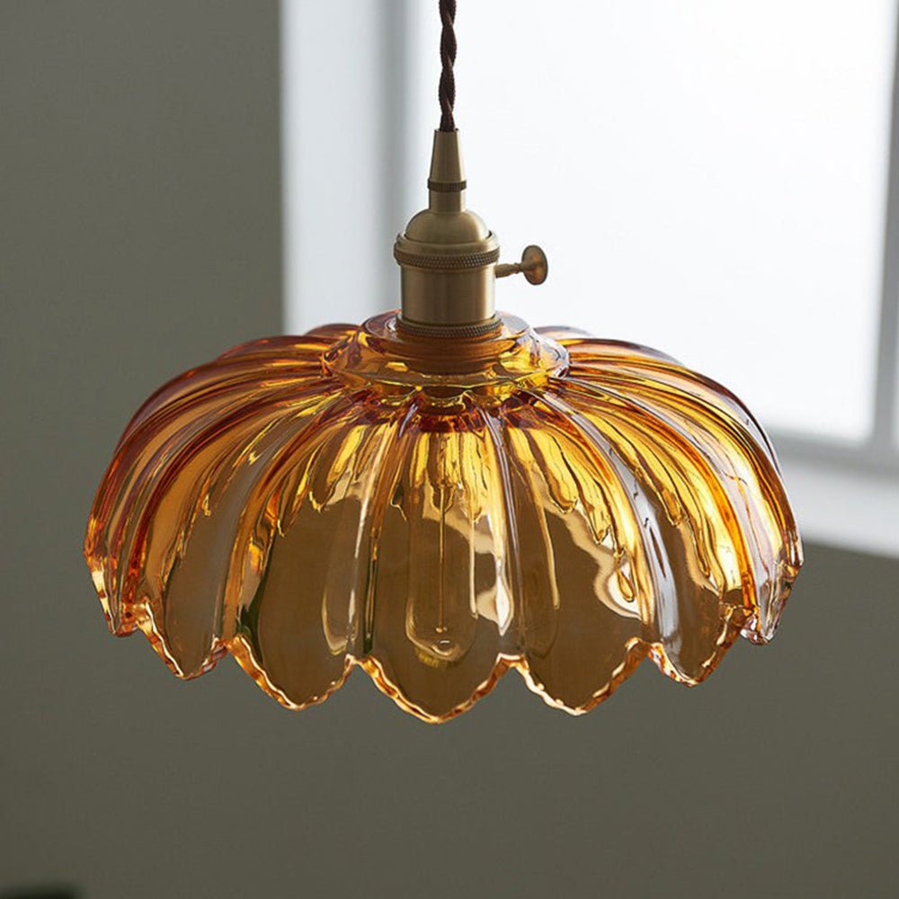 Accentra – Vintage Hanglamp met Glazen Bloemenkap