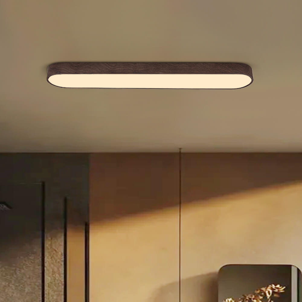 Arden – Nordic 1-Light Ovale LED Plafondlamp Met Houten Accent