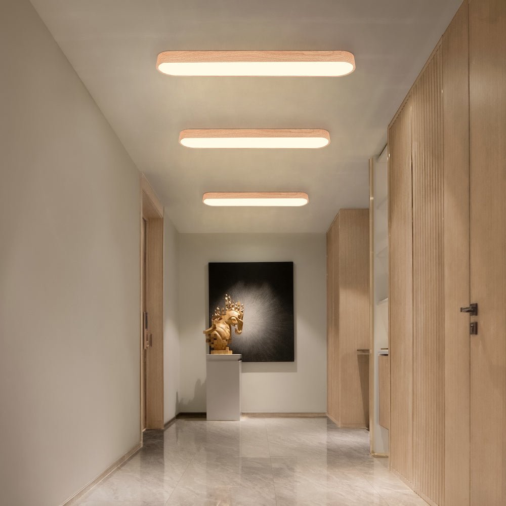 Arden – Nordic 1-Light Ovale LED Plafondlamp Met Houten Accent